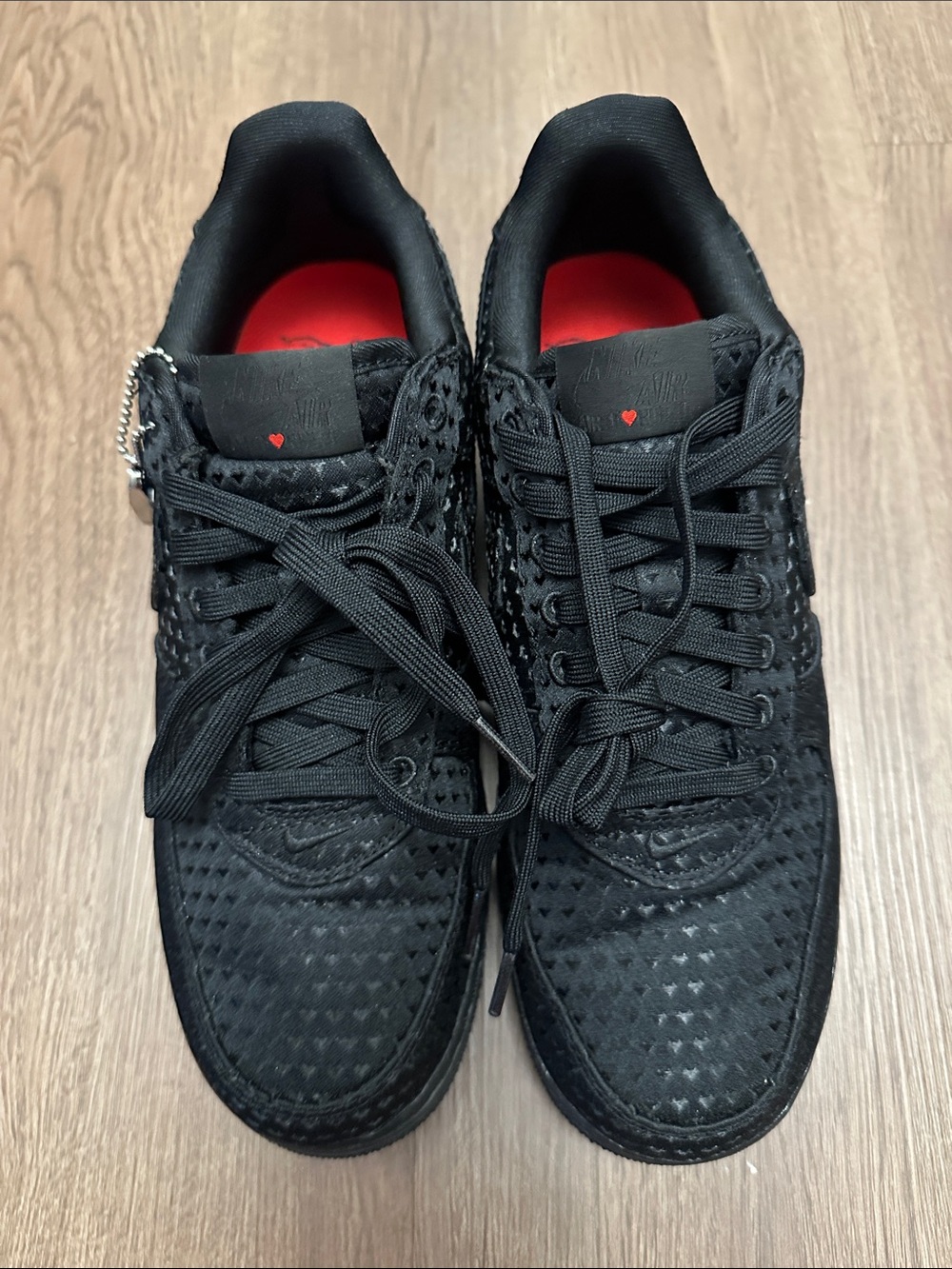 Men's Black Lace-Up Low-Top AF1 Sneakers  Valentines Day Edition ❤️